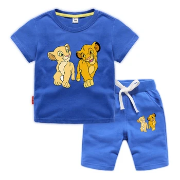 1-10Y Zēni, Meitenes, Bērni, Drēbes, Uzstādīt Lion King Aizsargs Vasaras Sporta Tērps Bērnu Kostīms, Bērnu Apģērbs, t-veida, T-krekls + Šorti