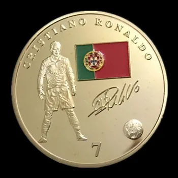 10 gab. Par Ronaldo futbola spēlētājs, sporta Barcelona zvaigzne sudraba zelta pārklājumu futbola krāsainu 40 mm kolekcijas suvenīrmonēta