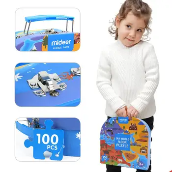 100 GAB Pasaules Kartē Puzzle Bērnu Puzzle Intelekta Attīstība Izglītības Puzzle Rotaļlietas Salikt Spēle Bērniem Ar Dāvanu Kastē