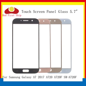 10Pcs/daudz Touch Screen Samsung Galaxy A7 Līdz 2017. A720 A720F Touch Panelis Priekšējā Ārējā Stikla Lēcu A7 Līdz 2017. Touchscreen LCD Stiklu