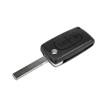 10pcs Nomaiņa 2 Pogas Tālvadības Auto Atslēgu Apvalka Peugeot Fob Taustiņu Gadījumā Ar Tukšu Bateriju Vietā(CE0536) Ar Groove Asmens