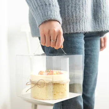 10Pieces Kawaii Kūka Kastes Caurspīdīga PVC Iepakojums Cake Box Kastes Un Iepakojums Caurspīdīgs Plastmasas Kūka Konditorejas izstrādājumu Kastes Turētāji