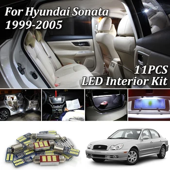 11Pcs Balts Canbus Bez Kļūdām, led salona apgaismojuma Pakete Komplekts Hyundai Sonata 1999-2001 2002 2003 2004 2005 led salona apgaismojuma