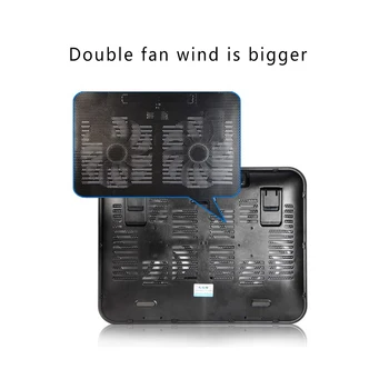14 collu Notebook Cooler 5v Dual Fan USB Ārējo Portatīvo datoru Dzesēšanas Spilventiņu Slim Stāv ātrgaitas Klusums Metāla Paneli, Ventilators