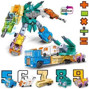 15PCS Montāža Celtniecības Bloki Izglītības Rotaļlietas Rīcības Attēls Transformācijas Numuru Robots Deformācijas Robots Rotaļlieta Bērniem