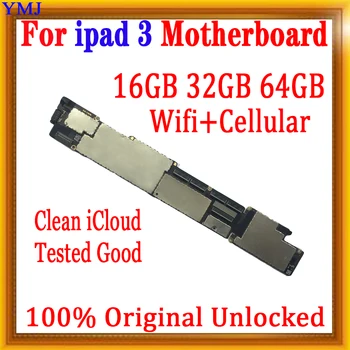 16GB / 32GB / 64GB Oriģināls atbloķēt ipad 3 Mātesplati ar IOS Sistēma,Wifi / wi-fi+Mobilo Versiju Ipad 3 Mainboard ar