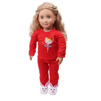 18 collu Meitenes, lelle kleita Amerikāņu jaundzimušo Gadījuma sarkano karikatūra pidžamu Bērnu rotaļlietas, drēbes fit 43 cm bērnu lelles c697