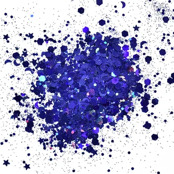 1Kg/Maiss Sešstūra Moon Star Spīguļi, Vizuļi 9 Krāsas Hologrāfiskā Pārslas Nail Art Vizuļi Vairumtirdzniecības Lāzera Pārslas Chunky Spīguļi, KH