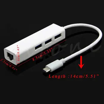 1Pc White USB-C USB C Tipa USB Vairākas 3 Porti HUB Ar Ethernet RJ45 Lan Adapteris Priekš Macbook DATORU, Klēpjdatoru Augstas Kvalitātes