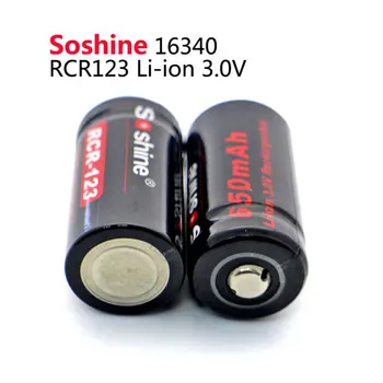 2 Gab Soshine 650mAh 3.0 V Li-jonu RCR123 16340 Uzlādējamās Baterijas ar bateriju kārba