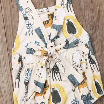 2019 Bērnu Vasaras Apģērbu Jaundzimušā bērna Baby Girl Ziedu Dzīvnieku Bodysuit Jumpsuit Apģērbs bez Piedurknēm Backless Sunsuit 0-24M