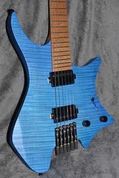 2019 Fanned Fret ģitāras Galvām ģitāra stila Modelis Zilā Krāsā Grauzdēti Liesmas Kļavu Kakla noliktavā Ģitāra bezmaksas piegāde