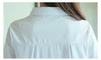 2019. Gada Rudenī Jaunu Sieviešu Kabatas Krekls Balts Ar Garām Piedurknēm Ikdienas Blūze Top Liela Izmēra Sieviešu Lielgabarīta Apģērbu Draugs Stils