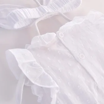 2019. gada Vasaras Bērnu Meitene Kombinezonus Mežģīņu kokvilnas Jumpsuit Ziedu, Zīdaiņu Apģērbs Princese Toddler Romper Jaundzimušo Bērnu Drēbes, Galvas stīpa