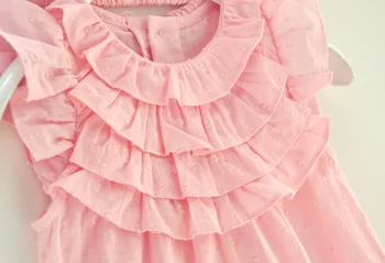 2019. gada Vasaras Bērnu Meitene Kombinezonus Mežģīņu kokvilnas Jumpsuit Ziedu, Zīdaiņu Apģērbs Princese Toddler Romper Jaundzimušo Bērnu Drēbes, Galvas stīpa