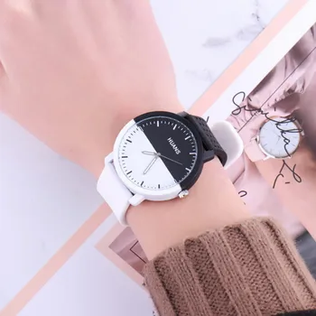 2019 Jaunu Modes melns un balts silikona skatīties Vīrieši Sievietes Mīļotājiem Kleita Kvarca Rokas pulksteni Relogio Feminino