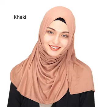 2019 sievietes vienkāršā instant kokvilnas džersija šalle Vadītājs hijab wrap tīrtoņa krāsu šalles foulard femme musulmaņu hijabs veikalā ready-to-wear