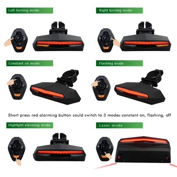 2020 ABS Smart Aizmugures Lāzera Velosipēdu Gaismas Velosipēdu Lampas LED USB Uzlādējams, Bezvadu Tālvadības Pagriešanas Vadība Riteņbraukšana Bycicle Taillight