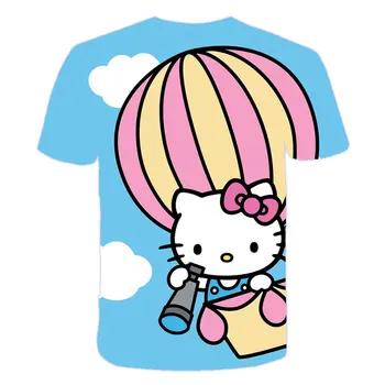 2020. gada vasaras meiteņu T-krekls 3D Kaķēns Kaķis elpo bērnu top Tshirt jauki iespiestas bērnu apģērbi T krekls 4-14T