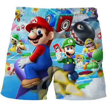 2020. gada vasarā Jaunu Harajuku stils Klasiskās spēles Super Mario īsās bikses Mario Bros 3D drukas īsās bikses hip hop šorti