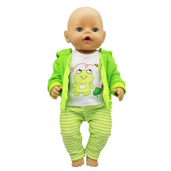 2020 Jaunu Bērnu Jauno Dzimis Fit 18 collu 43cm Leļļu Apģērbs Aksesuāri Zaļā Varde 3-Gabals Tērps Mazulim, Dzimšanas dienas Dāvana