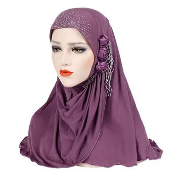 2020 Malaizijas Musulmaņu Hijab Šalle Cietā Kokvilnas ziedu dimanta šalle sievietēm lakatu ready-to-wear hijab musulman femme foulard