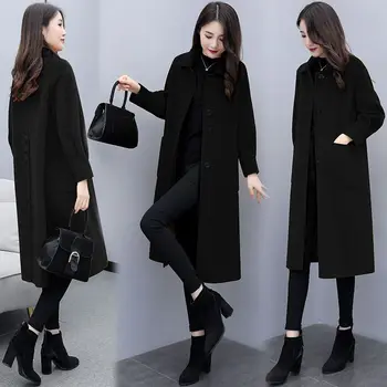 2020 Rudens Ziemas Modes Vidēja garuma Vilnas Mētelis Sievietēm korejiešu Versija Zaudēt Tautas Laternu Piedurknēm Vilnas Jaka Femme Jaunu A252