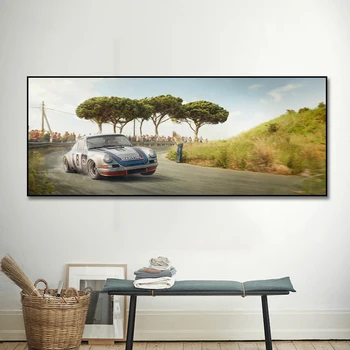 24 Stundu Le Mans 911 RS Sacīkšu Auto, Plakātu, Gleznu Audekls Drukāt Ziemeļvalstu Mājas Dekoru, Sienas Mākslas Aina Dzīvojamā Istaba Bezrāmju