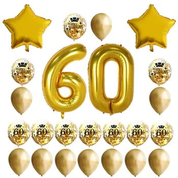 24pcs Rose Gold Dzimšanas dienas balonus 18 21 30 40 50 60 Zelts, Sudrabs Konfeti bumbu 40inch Numuru Ballon Partijas apdare Piederumi