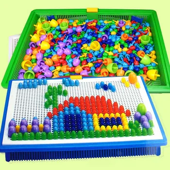 296 Gabalu/Set Izglītības Radošā Rotaļlietu Kastē iepakotu Graudu Nagu Krelles Intelligent 3D Puzzle Spēles, Jigsaw Valdes Bērniem Bērniem