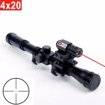 3 In 1 4x20 Medību Redzes Riflescope Ieroci Taktiskās Stops Optiskajiem Un Infrasarkano Redzi 11MM Sliedes Stiprinājums Ar 22. Kalibra Šauteni darbības Joma