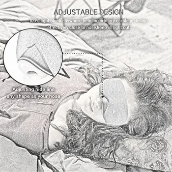 3D Elpojošs Miega Maska Acīm Guļ Acu Maska Pilnībā Bloķēt Segtu Toni, Acu Plāksteris Guļ Atbalsta Eyepatch Deguna Regulēšana
