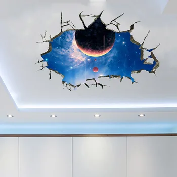 3D izsisto caurumu Sienas Uzlīmes DIY Kosmosā Piena Ceļš Sienas Dekori Mājai Bērnu Istabas Bērnu Guļamistaba Griestu un Grīdas Dekori
