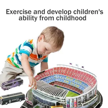 3D Puzzle Futbola laukums Stadionā Eiropas Futbola Laukums, Rotaļlietas, Dāvanas, Puzzle Bērniem Ēku Samontē Modelis Jigsaw W4D6
