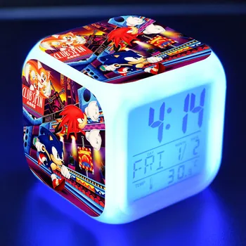 3D Sonic Ezis Anime Figūriņas Modinātājs 7 Krāsas Mainās Nakts Gaisma Led Digitālais Pulkstenis Bērniem Galda Pulkstenis Despertador