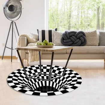 3D-trīsdimensiju Black&White Stereo Redzi Mat Dzīvojamā Istaba Vizuālo Ilūziju 3D Paklājs Paklājs guļamistabā Mājas Dekoratīvajiem