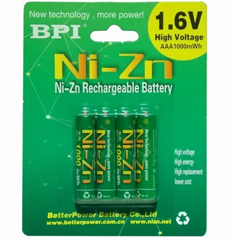 4 Gab/daudz 1.6 v aaa 1000mWh uzlādējams akumulators nizn Ni-Zn aaa 1,5 v uzlādējams akumulators spēcīgāk, nekā Ni-MH, Ni-Cd akumulators