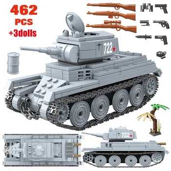 462PCS Pilsētas Militārā Gaismas Tvertne Celtniecības Bloki WW2 Tehnikas Tanku Armijas Karavīri Skaitļi Bloki Izglītības Rotaļlieta Zēniem