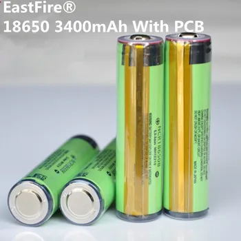 4GAB 2017. gadam Sākotnējā EastFire 18650 3400mAh akumulators 3,7 V Li-ion Rechargebale akumulatora PCB Aizsargājamo panasonic 18650 3400