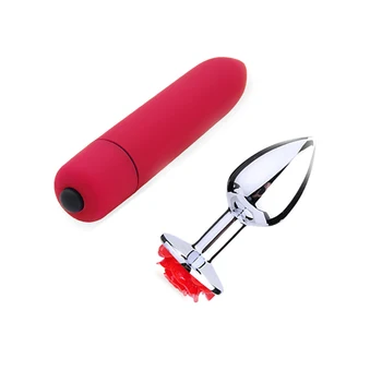 4pc/Set Rose Puķu Dzimumlocekļa Tērauda Butt Plug Dildo Klitora Stimulācijas Vibrators, Anālo Plug Massager Piemājas Krelles Anālais Sekss Rotaļlietas A3