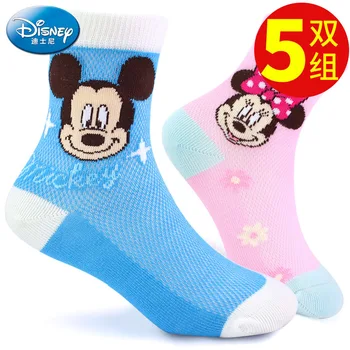5 Pāriem Disney Mickey Minnie Baby Girl Zeķes Lētu Stuff Karikatūra Zeķes Kokvilnas Drukāt Zeķes Bērniem, Apģērbs Jaundzimušajiem Zeķes 3-10 Gadu