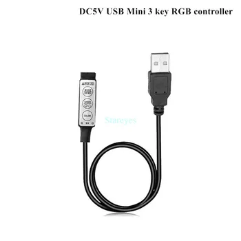 50 Gab. DC5V USB LED RGB Kontrolieris Mini 3Key Reostats IS 24Key RF 17key Bluetooth Bezvadu Tālvadības pults, lai 5V LED Lentes RGB