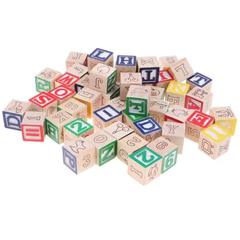 50 Gab. Koka ABC Alfabēta burtus, Ciparus Cube Bloki Kraušanas Bērnu Rotaļu Izglītības Bērnu Agrīnās Mācīšanās Izglītības Rotaļlietas Bērniem