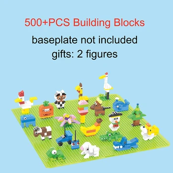 500PCS Krāsains Km Ķieģeļi DIY Classic Bloku Komplekts Detaļas, Lai Izveidotu Koki, Puķes Dzīvnieki Izglītības Bērnu Rotaļlietas