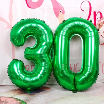 50gab 32inch Zaļā Numuru Folijas gaisa Balons Hēlija Baloni, Globos Jubileju, Kāzu Dekorēšana Bērnu Dušas, Dzimšanas dienas Grupa Krājumi