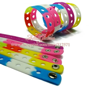 50gab/daudz daudzkrāsainu 18 cm silikona aproces varavīksnes krāsu aproces fit apavu piekariņi modes apdare bērniem dāvanas