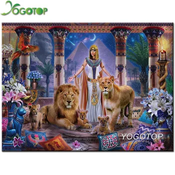 5d dimanta krāsošana Ēģiptes Karaliene Lauvas pilnu kvadrātveida urbt mozaīkas attēlu cross Stitch Rokdarbi Rokdarbu dimanta puzzle YY1348