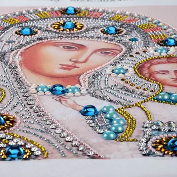 5d Diy Īpašas Formas Dimanta Glezna Krustdūrienā Reliģijas Ikonu Mātes un Bērni Crystal Diamond Izšuvumi Rhinestones