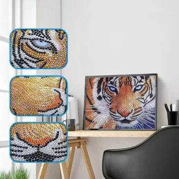 5D DIY Īpašas Formas Dimanta Krāsošana Krāsotas Multfilmu Dzīvniekiem Tiger Kristālu Izšuvumi Dzīvnieku Cross Stitch Amatniecības Apdare
