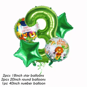 5gab 40inch Zaļā Numuru Folijas gaisa Balons Dinozauru Dzīvnieku Ballon Dino Tēma 1 2 3 4 5 6 gadu Dzimšanas dienas Džungļos Partijas Apdare Globos